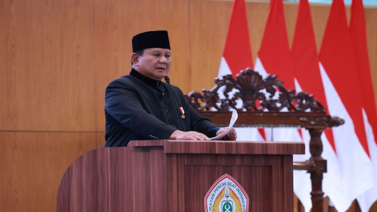 Presiden Prabowo Subianto saat membuka Musyawarah Nasional (Munas) XVI Ikatan Pencak Silat Indonesia (IPSI), Sabtu (11/4/2026). (Foto: Dok/Istimewa/Bakom RI)