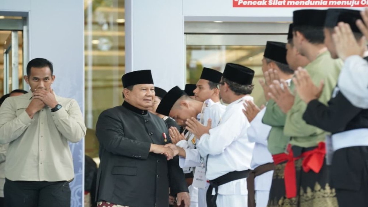Presiden Prabowo Subianto saat membuka Musyawarah Nasional (Munas) XVI Ikatan Pencak Silat Indonesia (IPSI), Sabtu (11/4/2026). (Foto: Dok/Istimewa/Bakom RI)