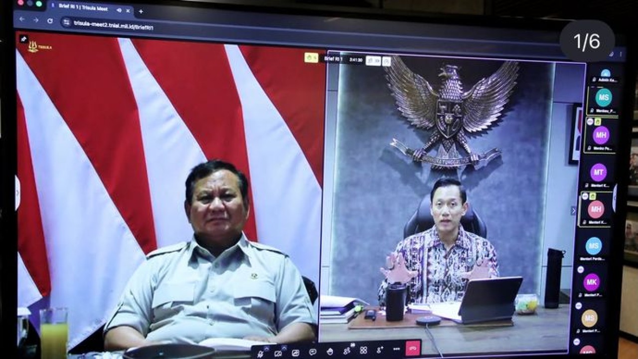 AHY Laporkan Lima Agenda Prioritas Infrastruktur ke Prabowo dalam Ratas Virtual (Istimewa)