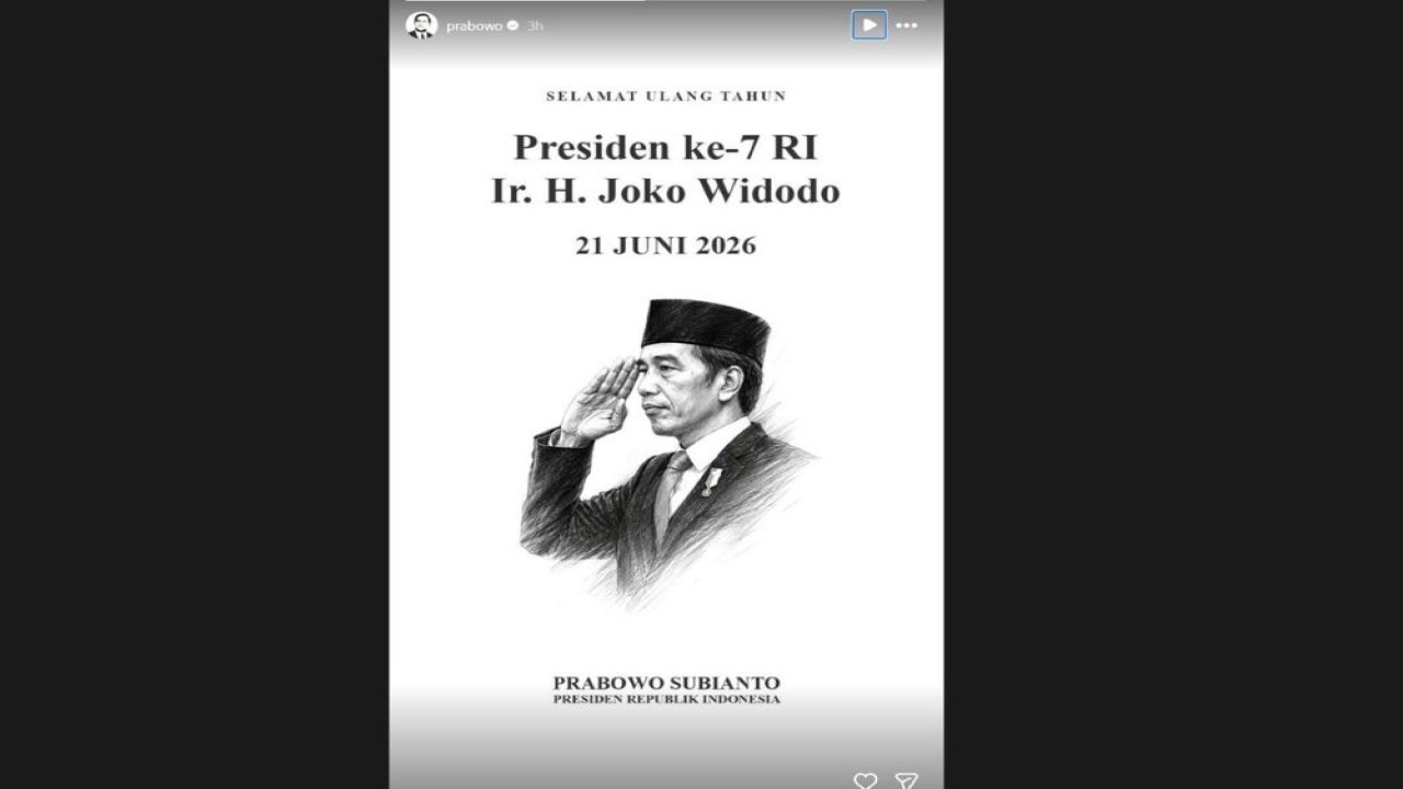Presiden ke-7 RI, Joko Widodo (Jokowi). (Foto: Instagram @prabowo)