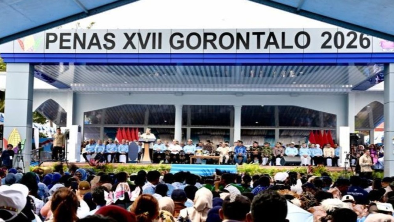 Presiden Prabowo Subianto menghadiri Puncak Pekan Nasional (PENAS) Petani dan Nelayan XVII Tahun 2026 di Sport Center Limboto, Kabupaten Gorontalo, Provinsi Gorontalo, pada Rabu (24/06/2026). (Foto: BPMI Setpres)