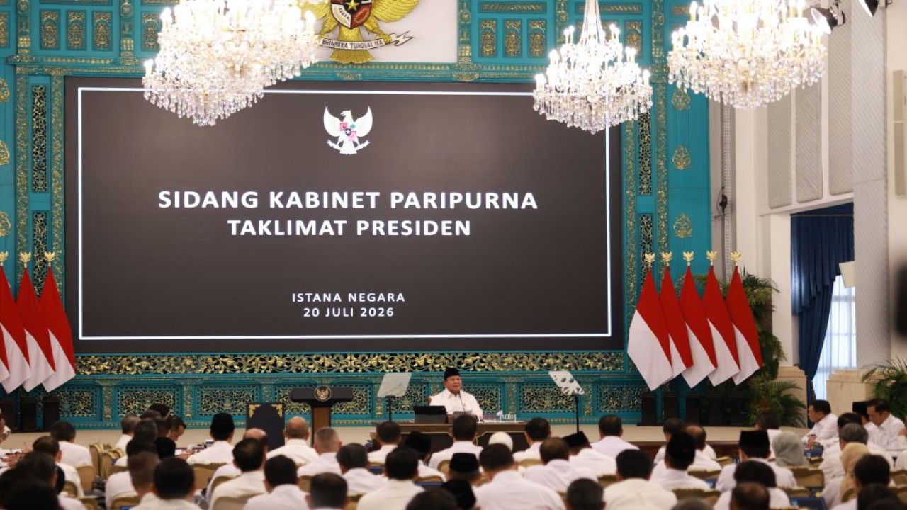 Presiden Prabowo Subianto memimpin Sidang Kabinet Paripurna di Istana Negara, Senin, 20 Juli 2026. (Foto: Dok/Istimewa/Bakom RI)