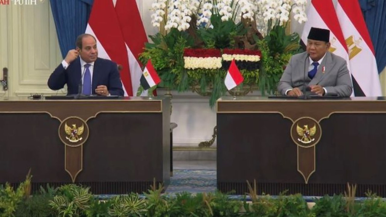 Presiden Mesir Abdel Fattah El-Sisi dan Presiden Prabowo Subianto. (Foto: Istimewa)